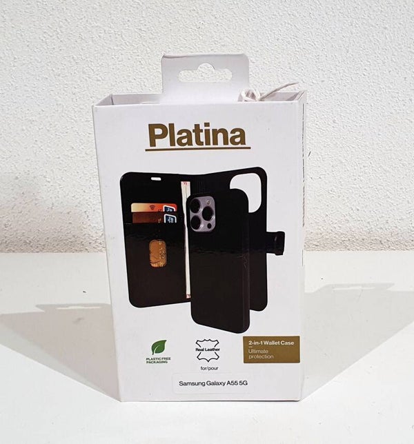 2-in-1 Wallet Case Platina – Echt lederen hoesje voor Samsung Galaxy A55 5G