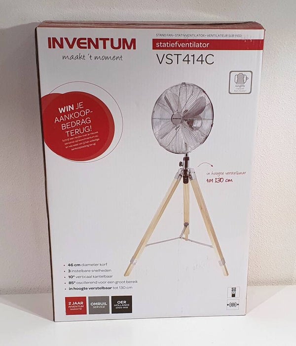 Statiefventilator met houten driepoot - Inventum VST414C