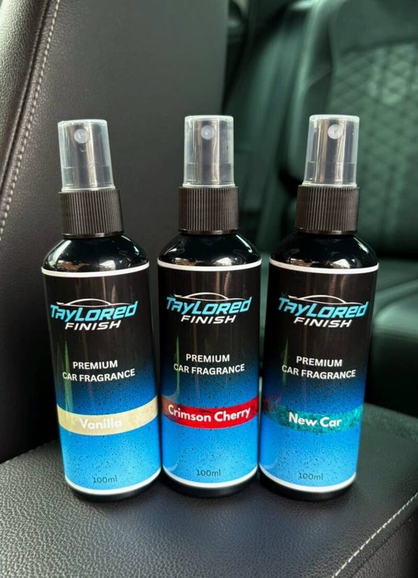 Taylored Finish - (Trio Bundle) 100ml Premium Car Fragrance                   (+ FREE GIFT) Vanilla, Crimson Cherry & New Car Scents