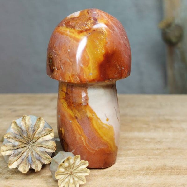 Polychroom Jaspis paddenstoel van 6,5 cm met mooie kleuren