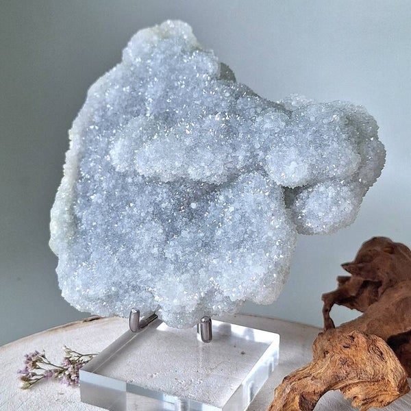 Fluoriet met Bergkristal. Suiker Fluoriet, Sugar coated Fluorite. Grote cluster uit Fujian China.