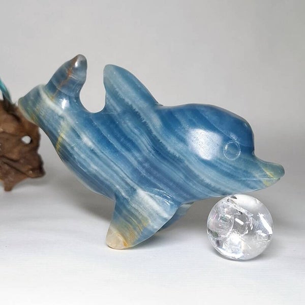 Lemurian Aquatine Calciet Dolfijn uit Argentinië