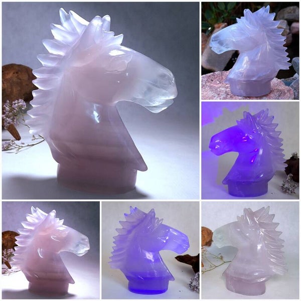 Fluoriet paard. Prachtig handgeslepen Yttrium / Lavendel Fluoriet paard