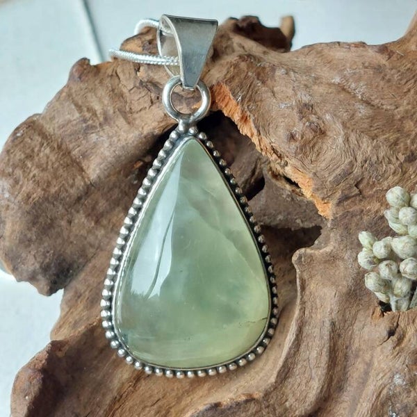 Prehniet 925 zilveren hanger van top kwaliteit