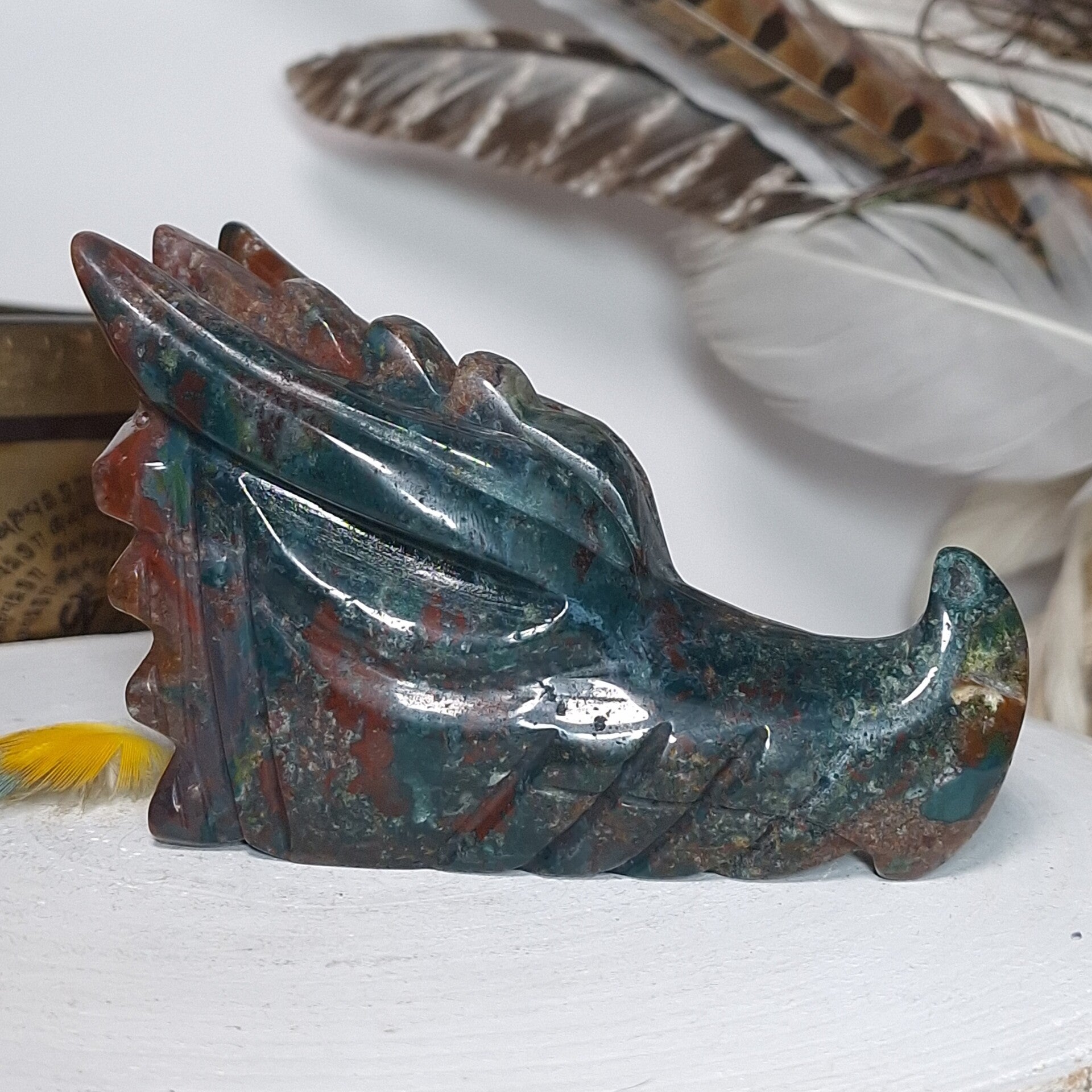 Heliotroop / Bloedsteen Jaspis Draak c.a 12,3cm