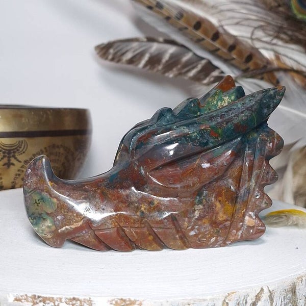 Heliotroop / Bloedsteen Jaspis Draak c.a 13 cm