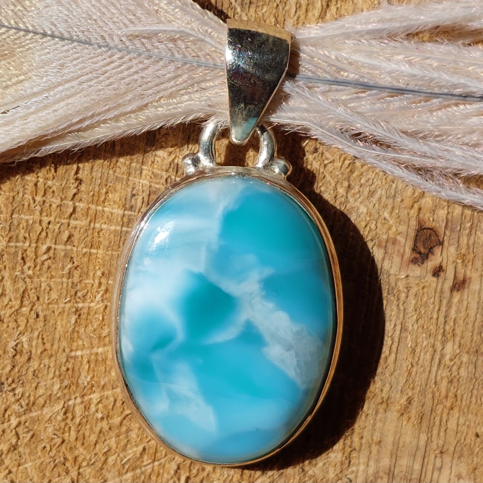 Larimar 925 zilveren hanger met prachtige kwaliteit Larimar.