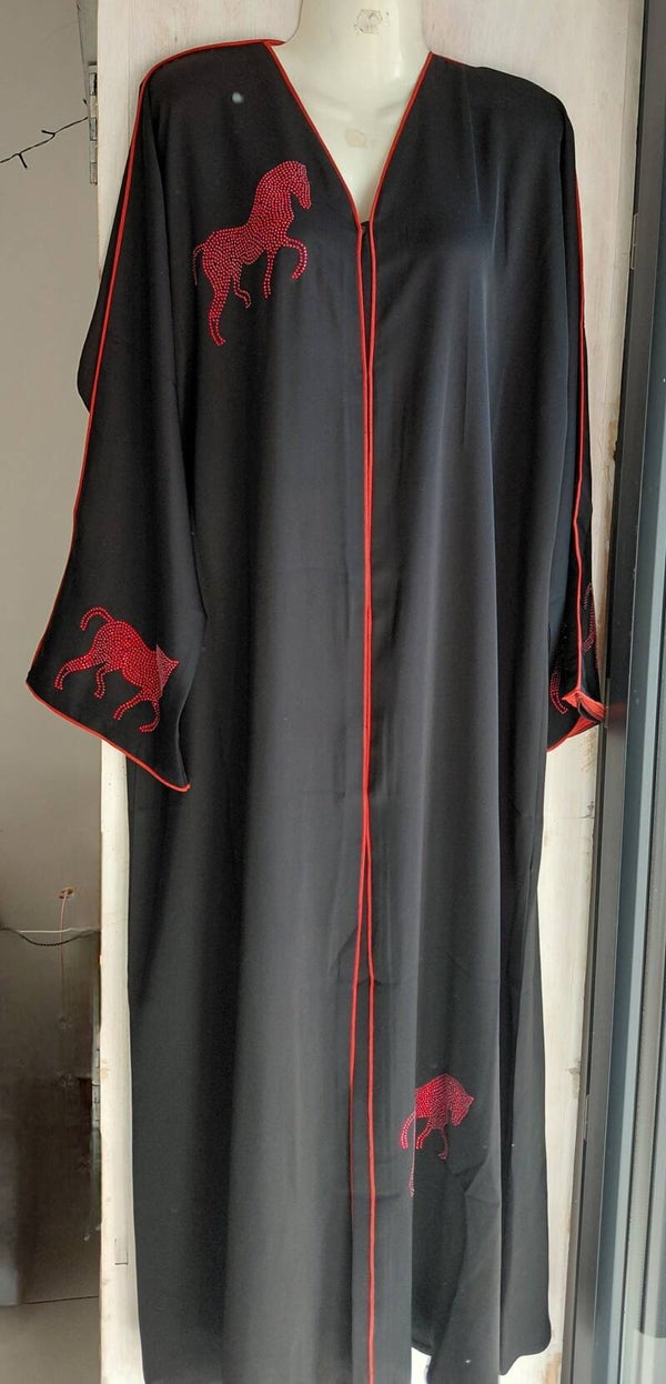 Abaya noir et orange L/XL