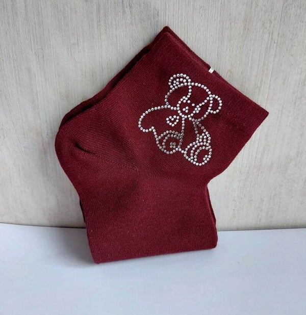 Chaussette à strasse Teddy Bordeau