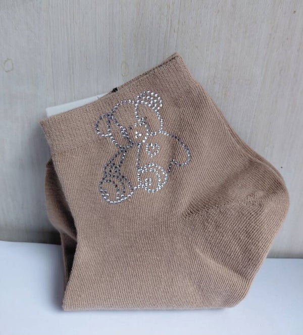 Chaussette à strasse Teddy Taupe