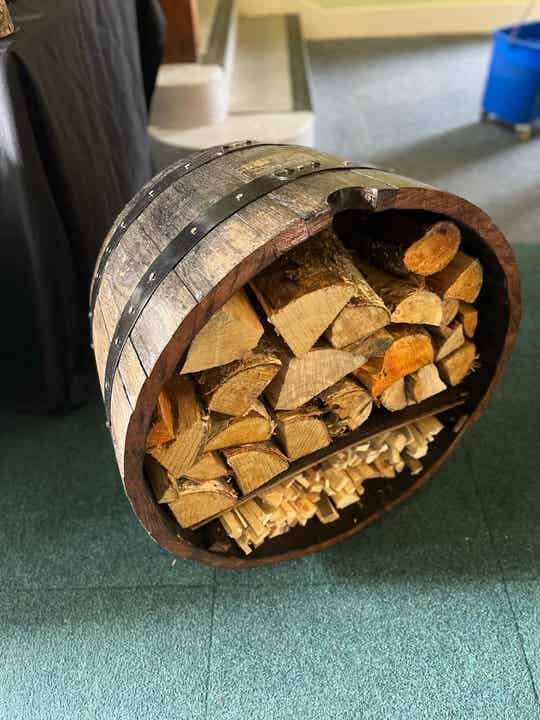 Whiskey Barrel Log Store