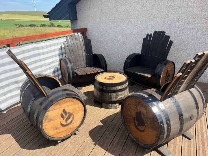 Whiskey Barrel Chair Set (Rustic Finish)