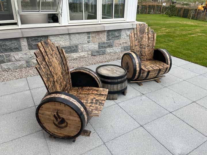 Whiskey Barrel Chair Set (Premium Finish)