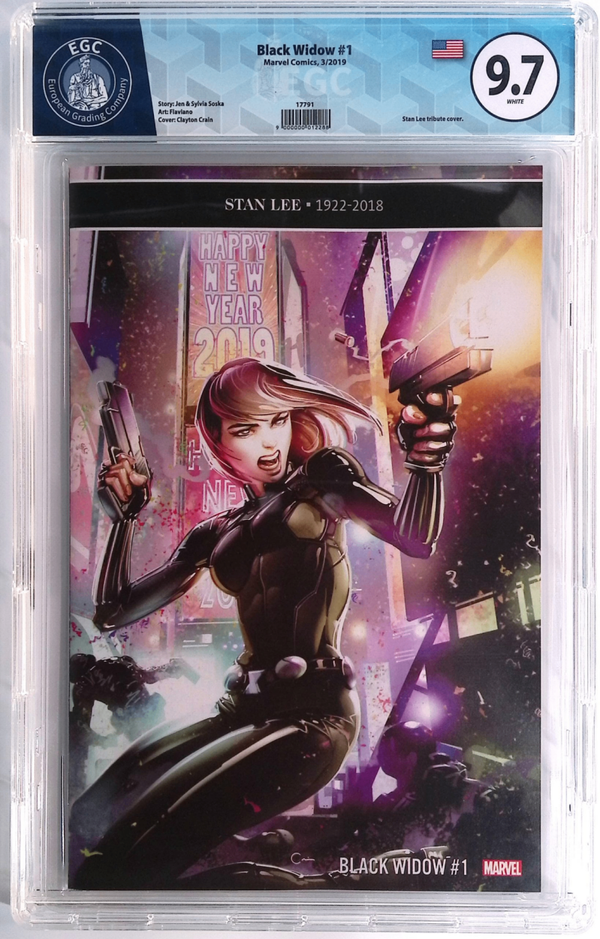 Black Widow #1 EGC 9.7 - Stan Lee Tribute Cover - Clayton Crain (Marvel Comics, Mars 2019)