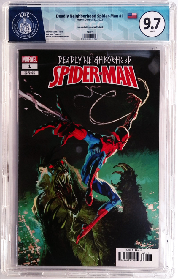 Deadly Neighborhood Spider-Man #1 gradé EGC 9.7 - Josemaria Casanovas Variant (Marvel Comics, Décembre 2022)