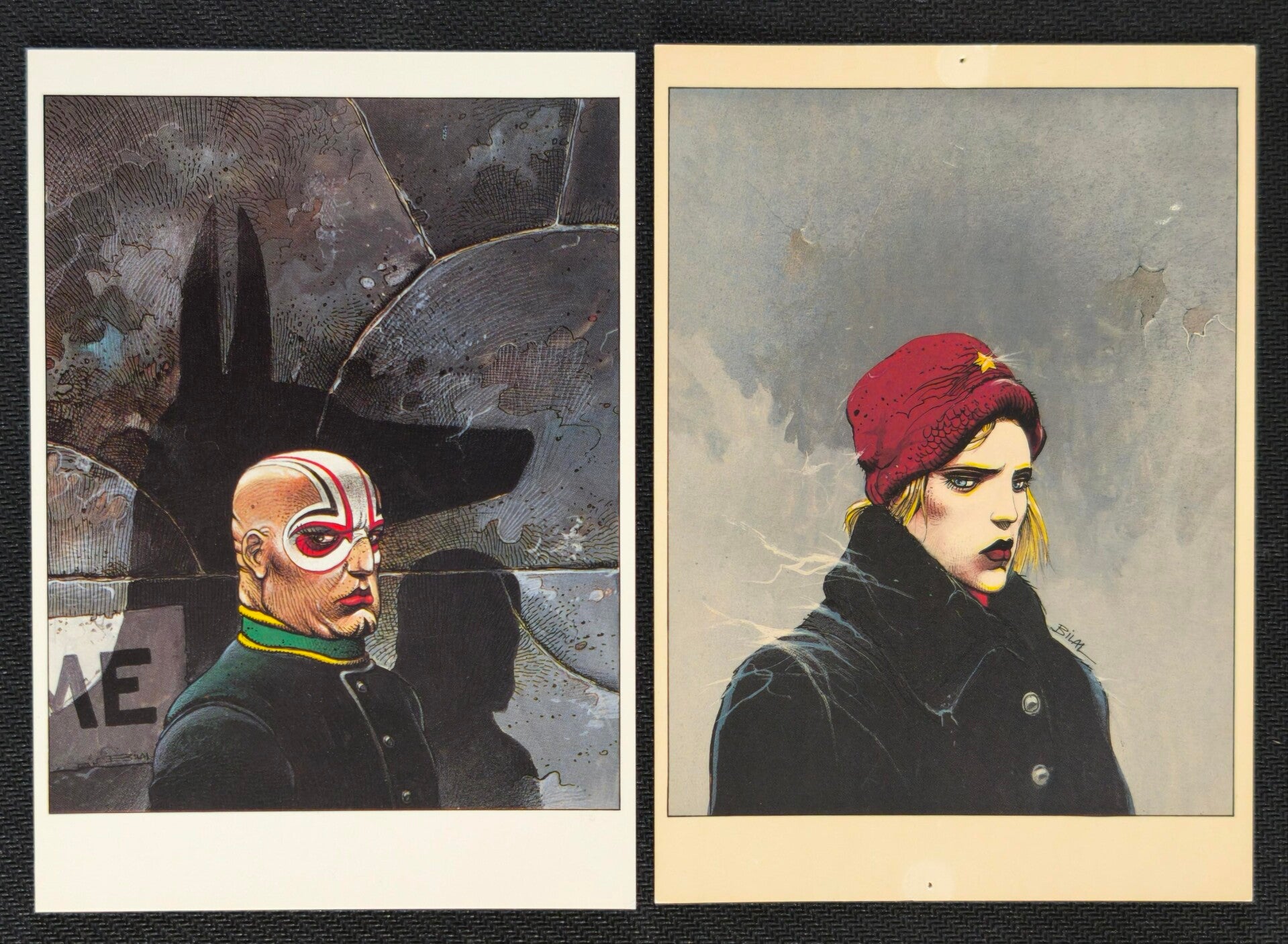 Enki Bilal – Cartes Postales (Partie de Chasse #22 et La Foire aux Immortels #23) - Éditions Gentiane, 1983