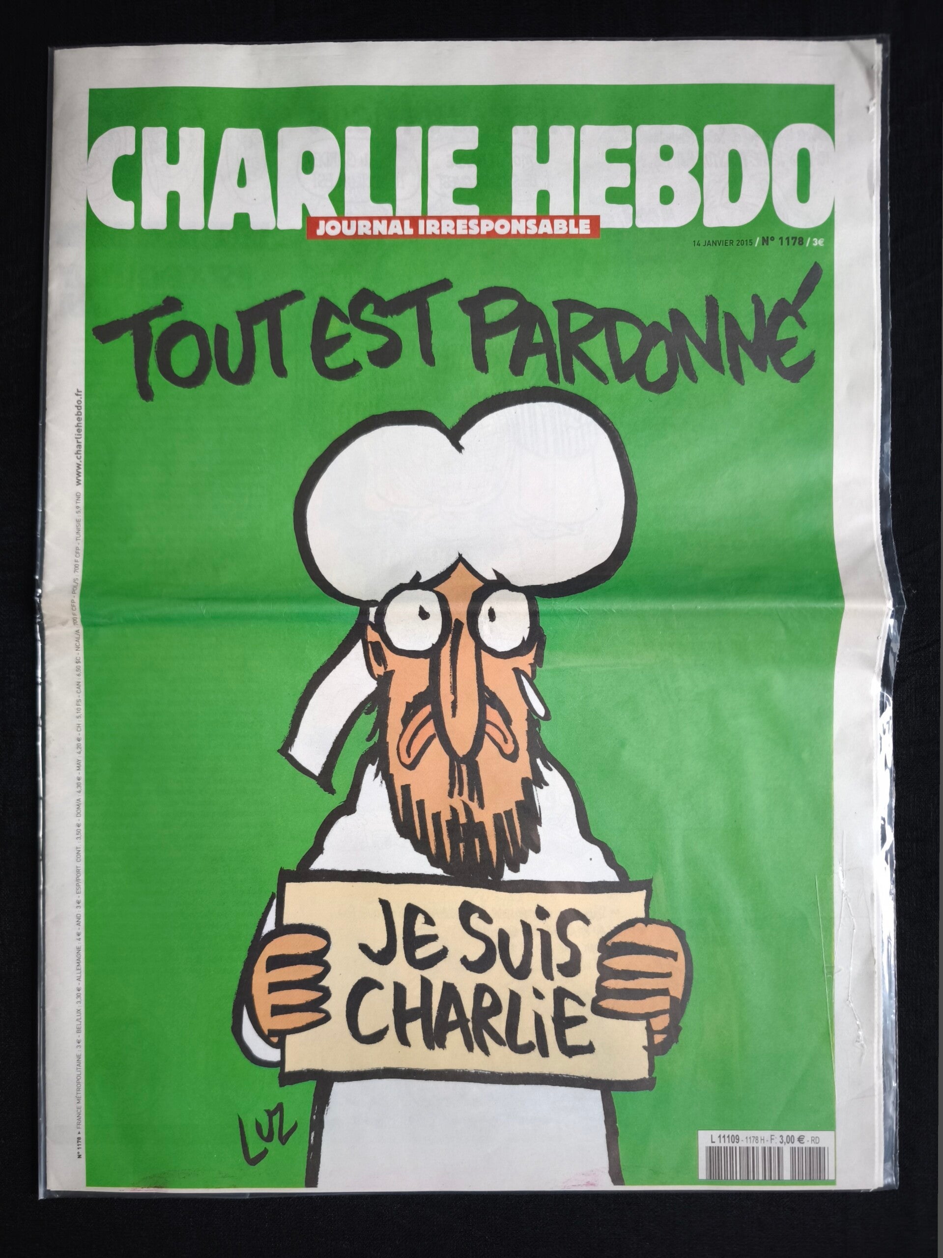 Charlie Hebdo N°1178, 14 janv 2015 - Tout est pardonné, Je suis Charlie - Etat Neuf