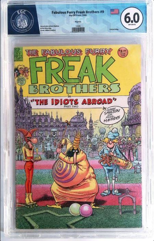 The Fabulous Furry Freak Brothers #9 EGC 6.0 - The Idiots Abroad Part Two (Rip Off Press, 1986)