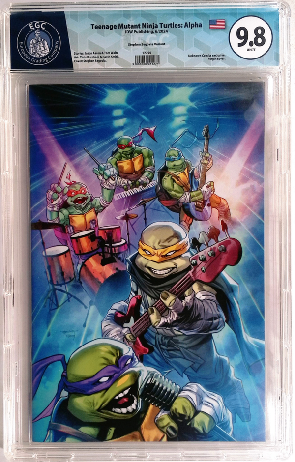 TMNT Alpha - Teenage Mutant Ninja Turtles Alpha EGC 9.8 - Stephen Segovia Virgin Variant - Unknown Comics Exclusive (IDW Publishing, Juin 2024)