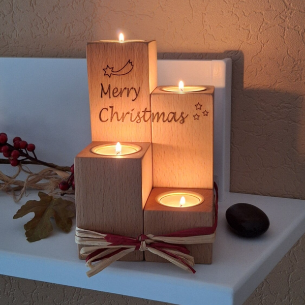 Adventskranz 4er Set, Kerzenständer, Teelichter