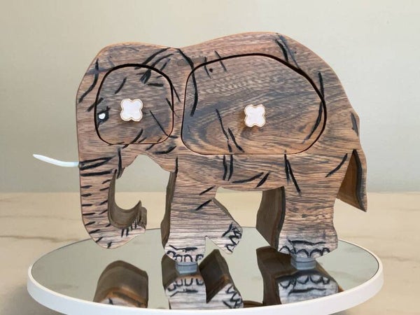 Elephant Bandsaw Box (2-Drawer) 0066.  (9" x 6.25" x 4.5")