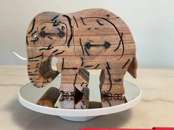 Elephant Bandsaw Box (2-Drawer) 0070.  (9" x 6.25" x 4.5")