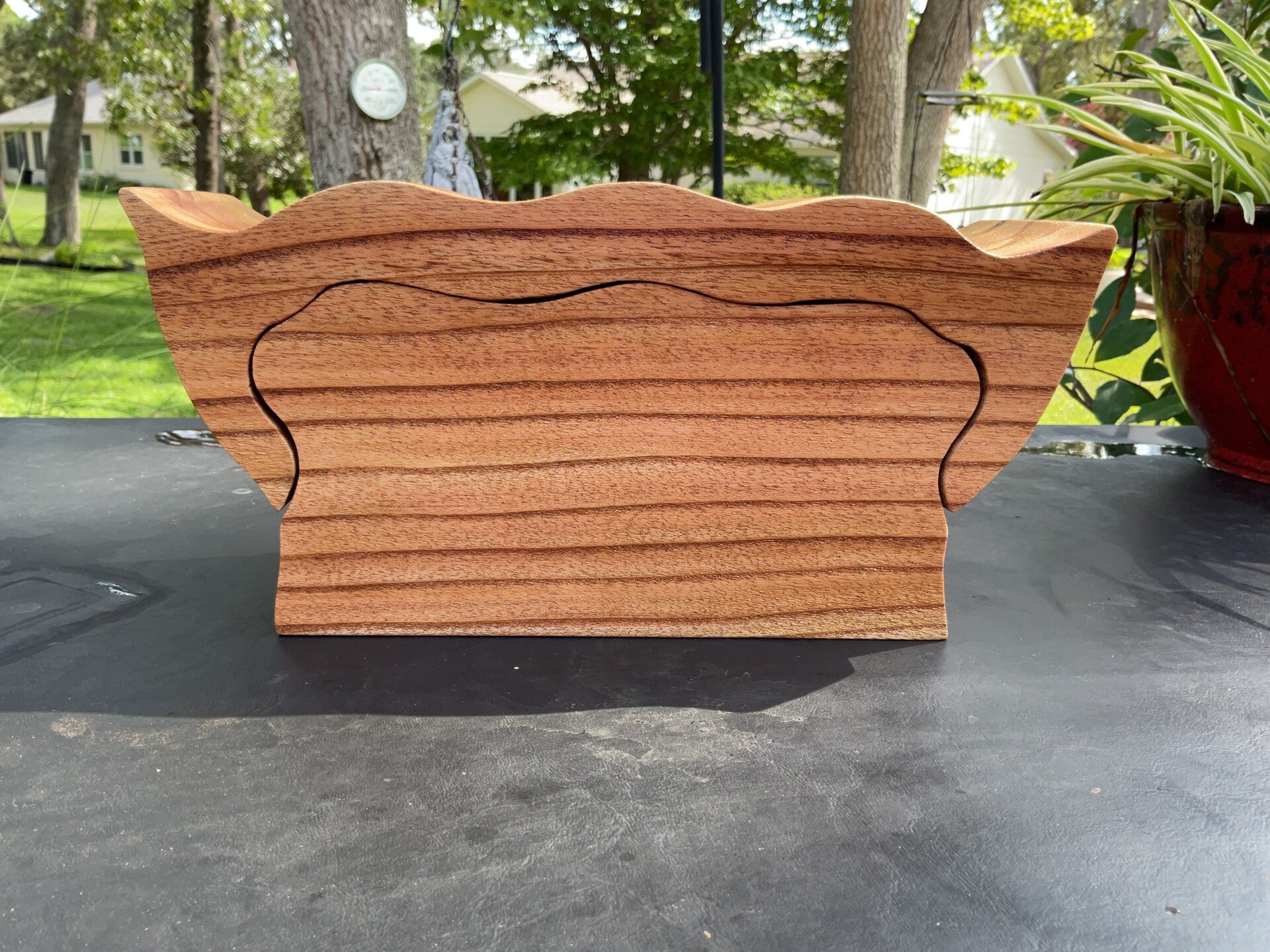 Wood Bandsaw Box with Sliding Top, Jewelry Keepsake Storage. stbsb0080
