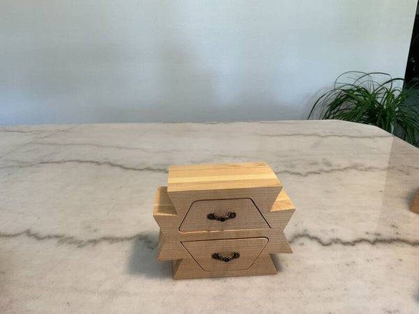 Star sided band saw box with 2 drawers.