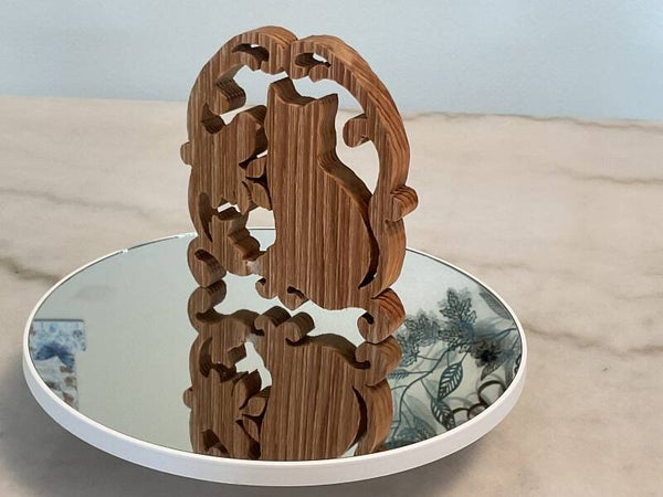 Cute Cat and bird Cutout Handmade out of Cedar wood.