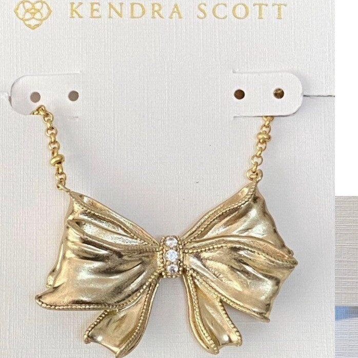 Kendra Scott Solid Gold Bow & Kendra Scott Silver Plated Clover Necklace