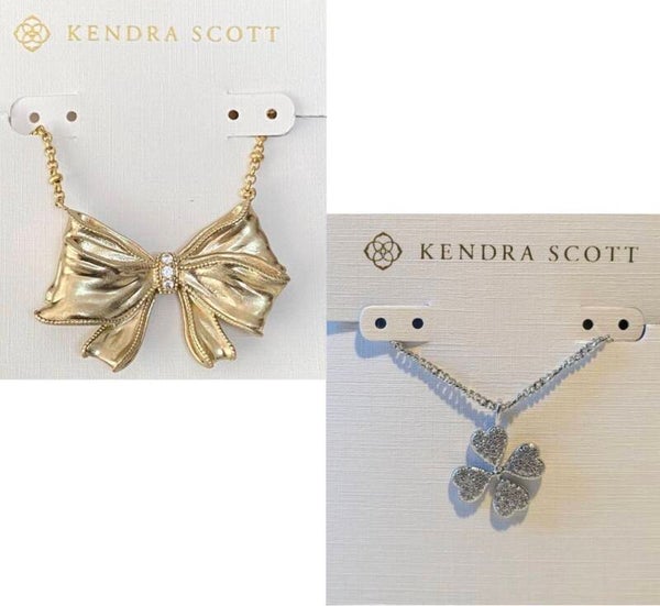 Kendra Scott Solid Gold Bow & Kendra Scott Silver Plated Clover Necklace - CHOOSE ONE