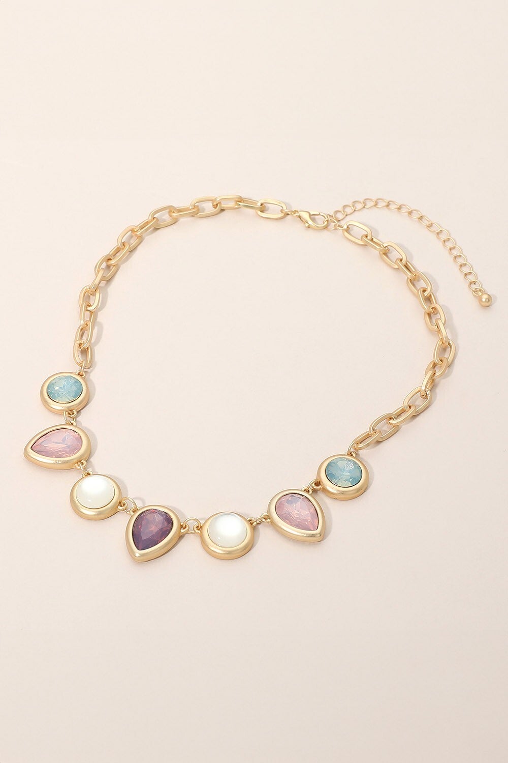 Oval Multi-Color Gemstone Necklace