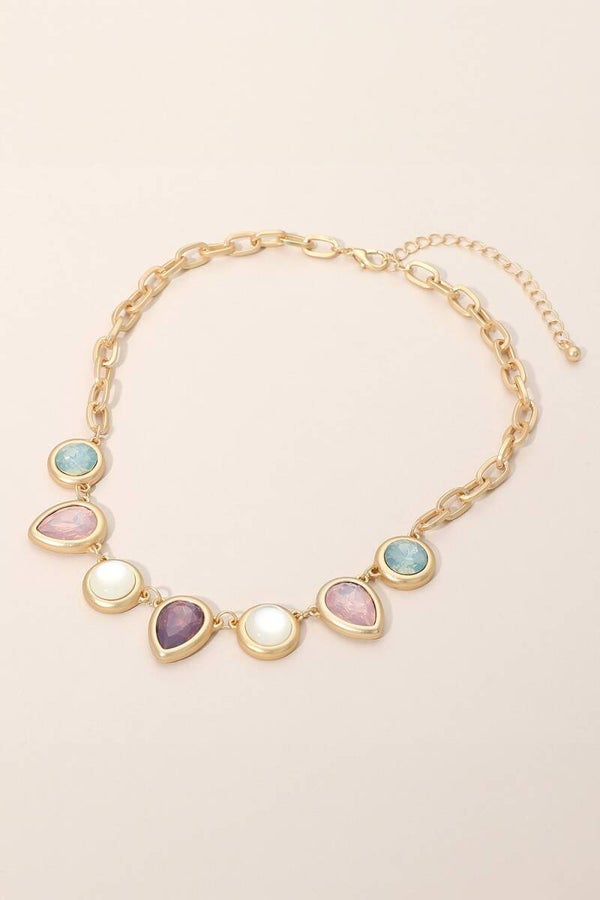 Oval Multi-Color Gemstone Necklace