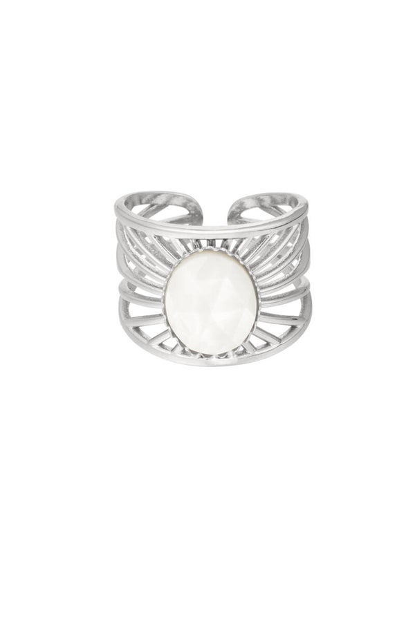 Ring mandela met steen - zilver