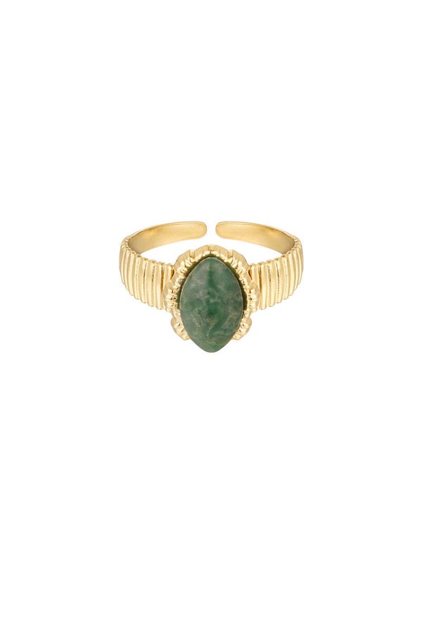 Ring met ovalen steen - groen