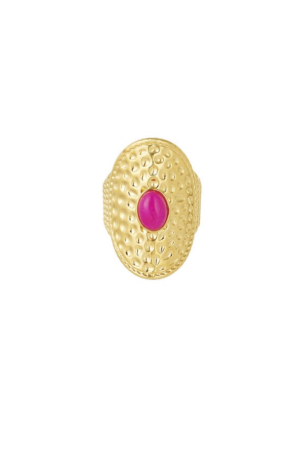 Statement ring roze steen