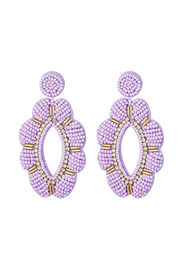 Kralen oorbellen bloem met strass