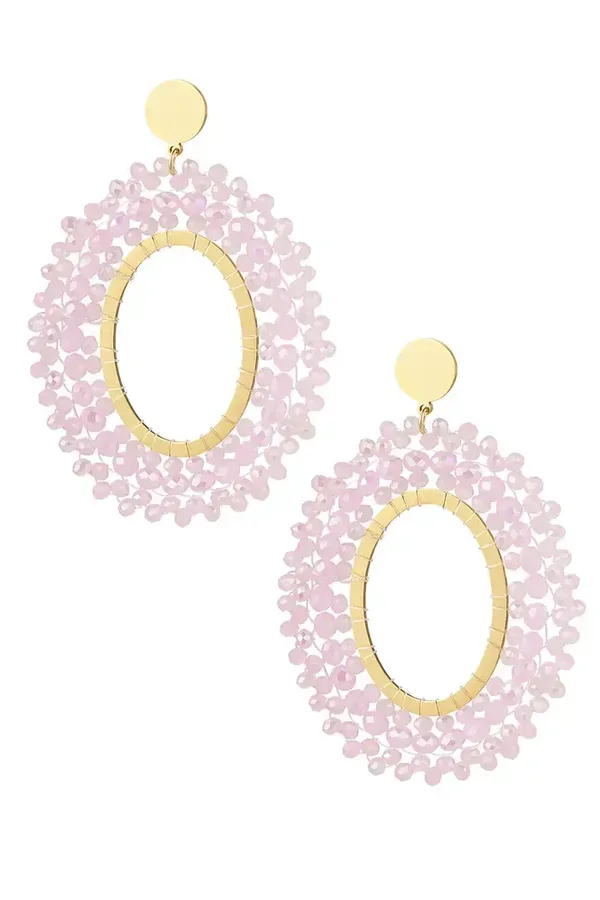 Oorbellen kralen party - lichtroze