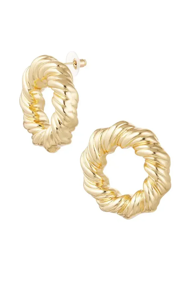 Oorbellen cirkel met print - goud