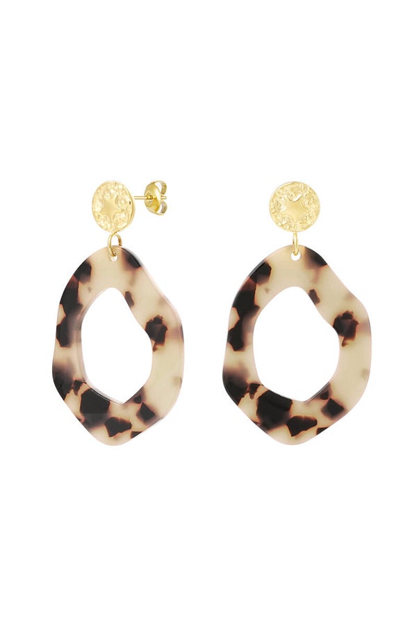 Oorbellen aesthetic met print - goud/beige
