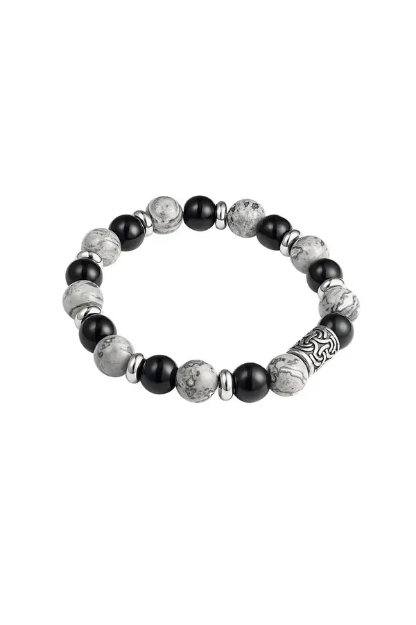 Heren armband kralen - zilver