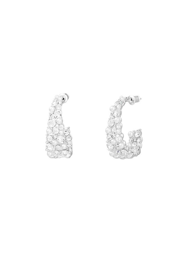Oorbellen sparkly halve maan - zilver
