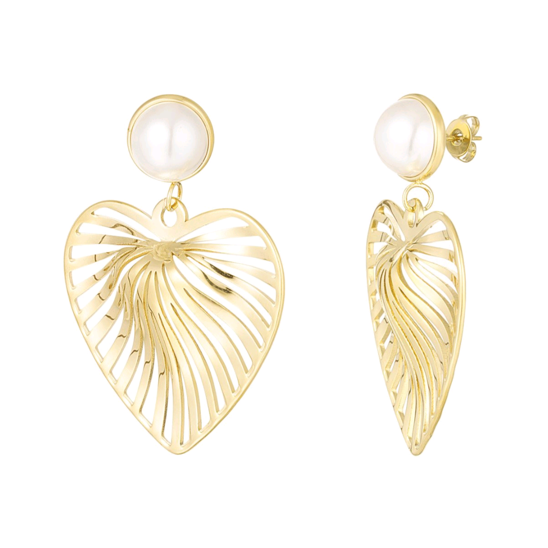 Oorbellen hart met parel