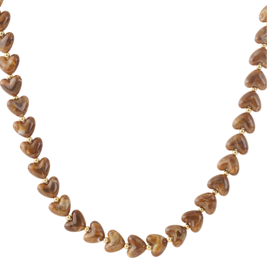 Hartjes halsketting - bruin