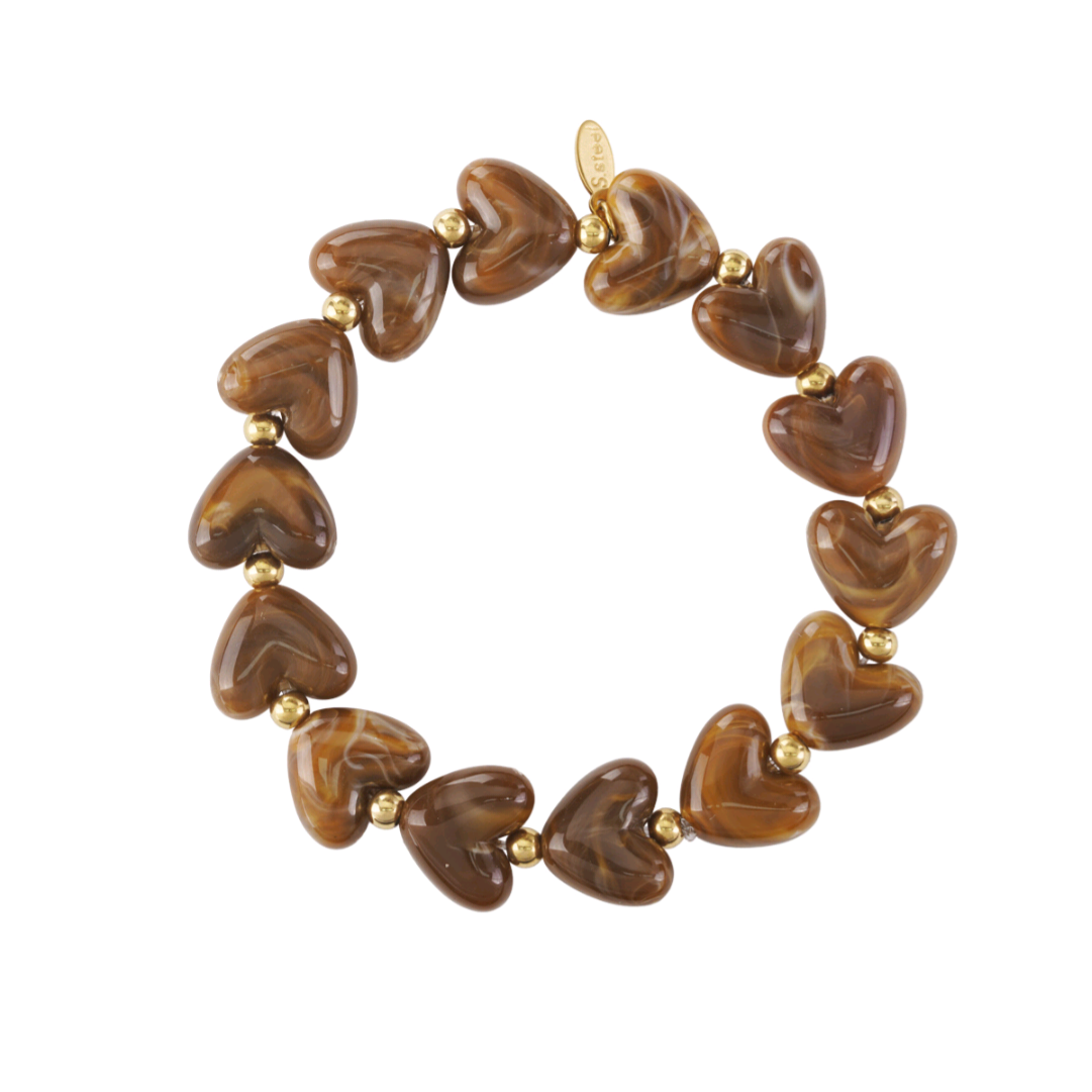 Hartjes armband - bruin