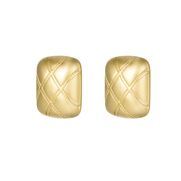 Vintage ruit oorbellen - goud