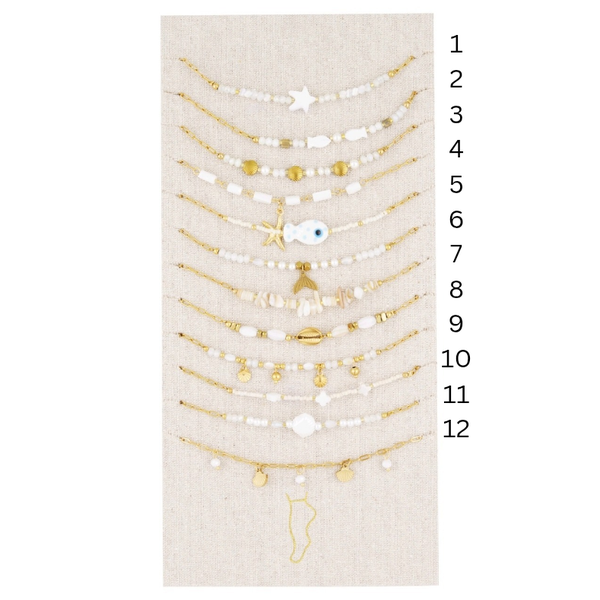 Enkelbandjes mermaid vibe - goud/wit