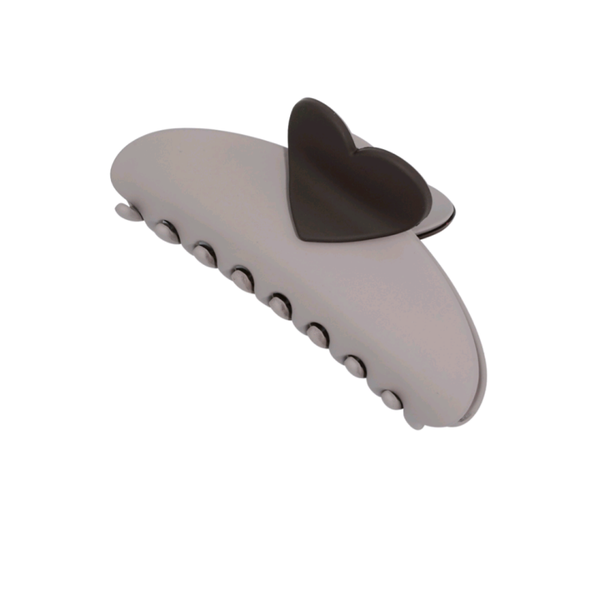 Haarklem met hart detail - donkergrijs