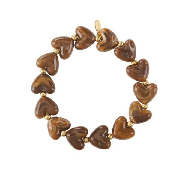 Hartjes armband - bruin