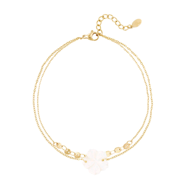 Enkelbandje met bloemen - goud